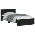 Rama łóżka z wezgłowiem, czarna, 100x200 cm