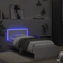 Rama łóżka z wezgłowiem i LED, biała, 90x200 cm