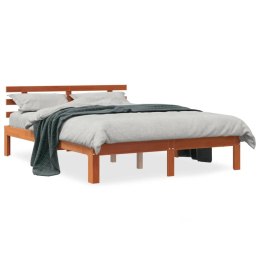 Rama łóżka z wezgłowiem, woskowy brąz, 140x190 cm, sosnowa