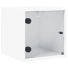 Szafka nocna ze szklanymi drzwiami, biała, 35x37x35 cm