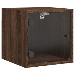 Szafka nocna ze szklanymi drzwiami, brązowy dąb, 35x37x35 cm