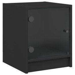 Szafka nocna ze szklanymi drzwiami, czarna, 35x37x42 cm