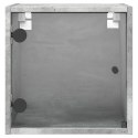 Szafki nocne, 2 szt., szklane drzwi, szary beton, 35x37x35 cm