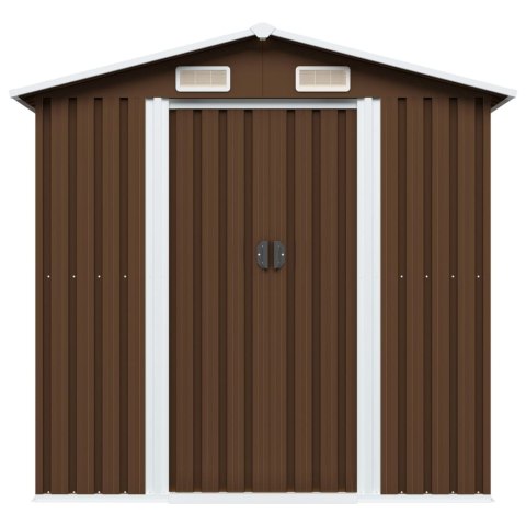 Szopa ogrodowa, brązowa, 204 x 132 x 186 cm, stalowa