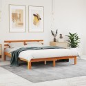 Rama łóżka z wezgłowiem, woskowy brąz, 150x200 cm, sosnowa