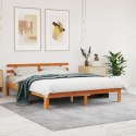 Rama łóżka z wezgłowiem, woskowy brąz, 180x200 cm, sosnowa
