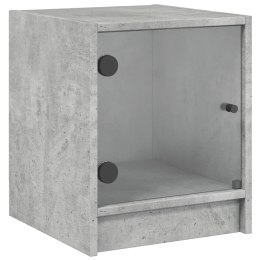Szafka nocna ze szklanymi drzwiami, szarość betonu, 35x37x42 cm