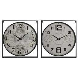 Zegar Ścienny Home ESPRIT Biały Czarny Metal Drewno MDF 62 x 6 x 65 cm (2 Sztuk)