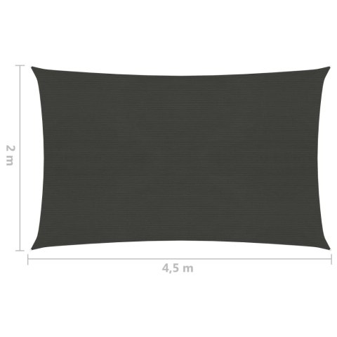 Żagiel przeciwsłoneczny, 160 g/m², antracytowy, 2x4,5 m, HDPE