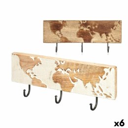 Wieszak ścienny Drewno mango 38 x 16 x 5 cm (6 Sztuk) Mapa Świata
