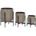 Zestaw doniczek Home ESPRIT Metal polipropylen Rattan 39 x 39 x 49 cm