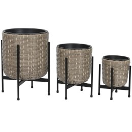 Zestaw doniczek Home ESPRIT Metal polipropylen Rattan 39 x 39 x 49 cm