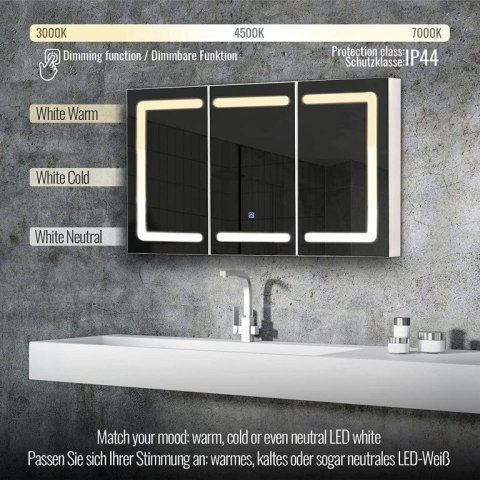 MIADOMODO Szafka z lustrem z oświetleniem LED, 100 x 60 cm