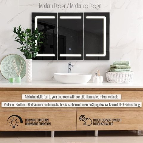 MIADOMODO Szafka z lustrem z oświetleniem LED, 100 x 60 cm