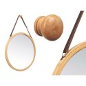 Závesné zrkadlo Naturalny Skórzany Bambus Okrągły 38 x 35 x 1,5 cm (6 Sztuk)