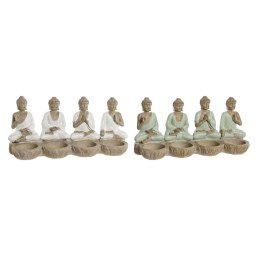 Figurka Dekoracyjna Home ESPRIT Biały Kolor Zielony Budda Orientalny 24 x 9 x 11 cm (2 Sztuk)