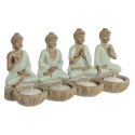 Figurka Dekoracyjna Home ESPRIT Biały Kolor Zielony Budda Orientalny 24 x 9 x 11 cm (2 Sztuk)