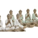 Figurka Dekoracyjna Home ESPRIT Biały Kolor Zielony Budda Orientalny 24 x 9 x 11 cm (2 Sztuk)