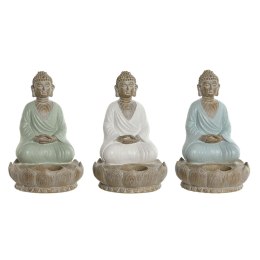 Figurka Dekoracyjna Home ESPRIT Biały Kolor Zielony Turkusowy Budda Orientalny 12 x 12 x 18,5 cm (3 Sztuk)