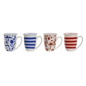 Filiżanka z Filtrem Home ESPRIT Niebieski Czerwony Stal nierdzewna Porcelana 380 ml (4 Sztuk)