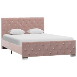 Rama łóżka, różowa, tapicerowana aksamitem, 120x200 cm