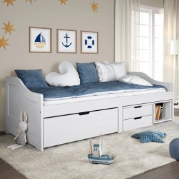 Łóżko dzienne, 3 szuflady, IRUN, białe, 90x200 cm, sosna