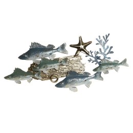 Dekoracja ścienna Home ESPRIT Niebieski Złoty Śródziemnomorski Ryby 100 x 5 x 46 cm