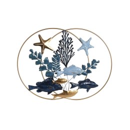 Dekoracja ścienna Home ESPRIT Niebieski Złoty Śródziemnomorski Ryby 83 x 6 x 63 cm