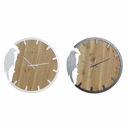 Zegar Ścienny DKD Home Decor Biały Brązowy Czarny Biały/Czarny Żelazo Plastikowy Drewno MDF Ptak 50 x 4 x 50 cm (2 Sztuk)