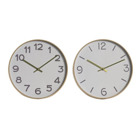 Zegar Ścienny Home ESPRIT Biały Złoty PVC 30 x 4 x 30 cm (2 Sztuk)