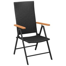 Krzesła ogrodowe, 4 szt., polirattan, czarne