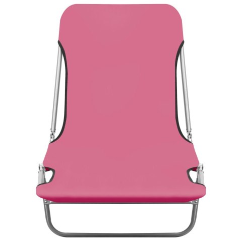 Składane leżaki, 2 szt., stal i tkanina, różowe