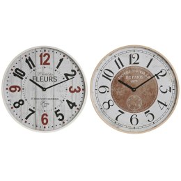 Zegar Ścienny Home ESPRIT Biały Szkło Drewno MDF 40 x 4,5 x 40 cm (2 Sztuk)