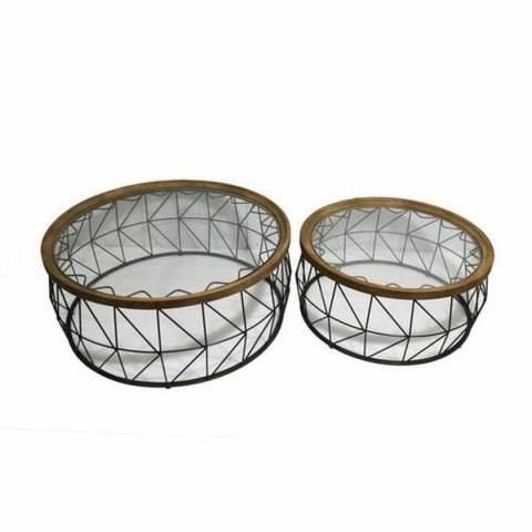 Zestaw 2 stołów DKD Home Decor Szkło Metal (102 x 102 x 42 cm) (2 pcs)