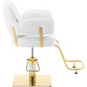Fotel fryzjerski barberski kosmetyczny z podnóżkiem Physa OSSETT - biały ze złotem