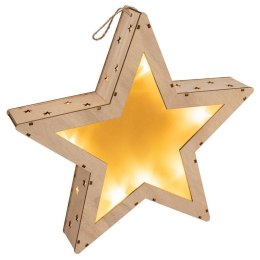 Świąteczna drewniana gwiazda z efektem 3D, 10 diod LED