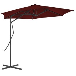 Parasol ogrodowy na stalowym słupku, bordowy, 300x230 cm