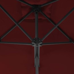 Parasol ogrodowy na stalowym słupku, bordowy, 300x230 cm