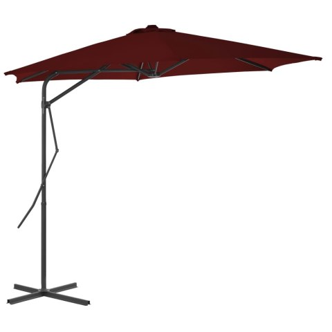 Parasol ogrodowy na stalowym słupku, bordowy, 300x230 cm