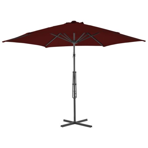 Parasol ogrodowy na stalowym słupku, bordowy, 300x230 cm