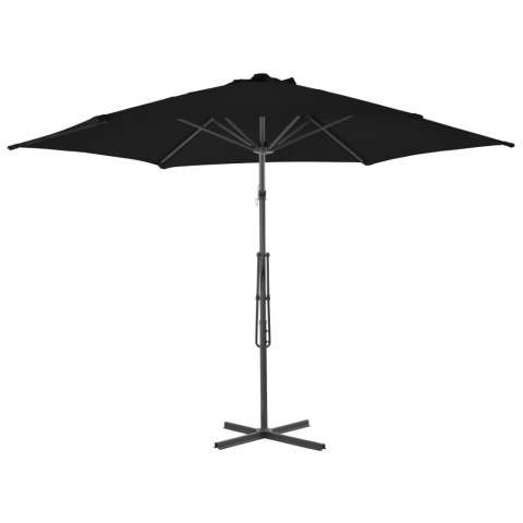 Parasol ogrodowy na stalowym słupku, czarny, 300x230 cm