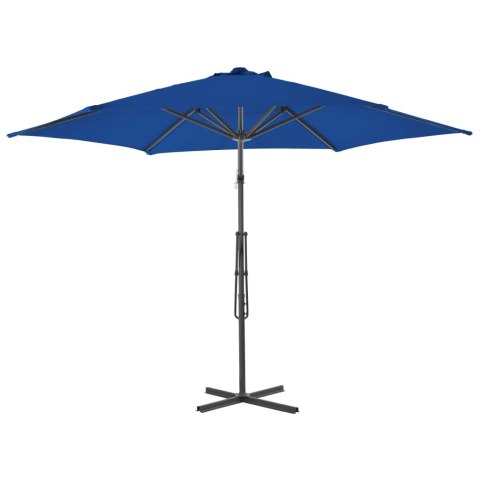 Parasol ogrodowy na stalowym słupku, niebieski, 300x230 cm