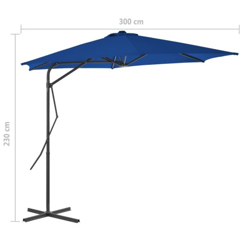 Parasol ogrodowy na stalowym słupku, niebieski, 300x230 cm