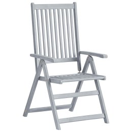 Rozkładane krzesła ogrodowe, 3 szt., szare, drewno akacjowe