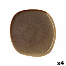 Płaski Talerz Bidasoa Ikonic Brązowy Ceramika 26,5 x 25,7 x 1,5 cm (4 Sztuk) (Pack 4x)