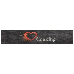 Dywanik kuchenny, wzór z napisem Cooking, czarny, 60x300 cm