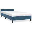 Rama łóżka z zagłówkiem, ciemnoniebieska, 100x200 cm, aksamitna