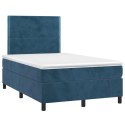 Łóżko kontynentalne, materac i LED, niebieski aksamit 120x200cm