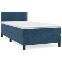 Łóżko kontynentalne z materacem, niebieskie, aksamit, 100x200cm
