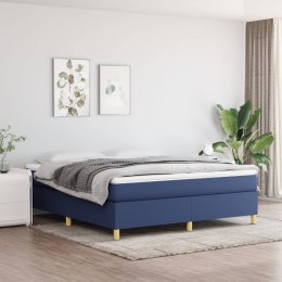Łóżko kontynentalne z materacem, niebieskie, tkanina, 160x200cm